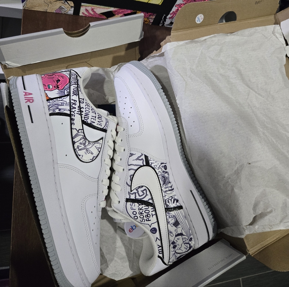 Custom Boo/DBZ Nike Air Force 1 White and Gray